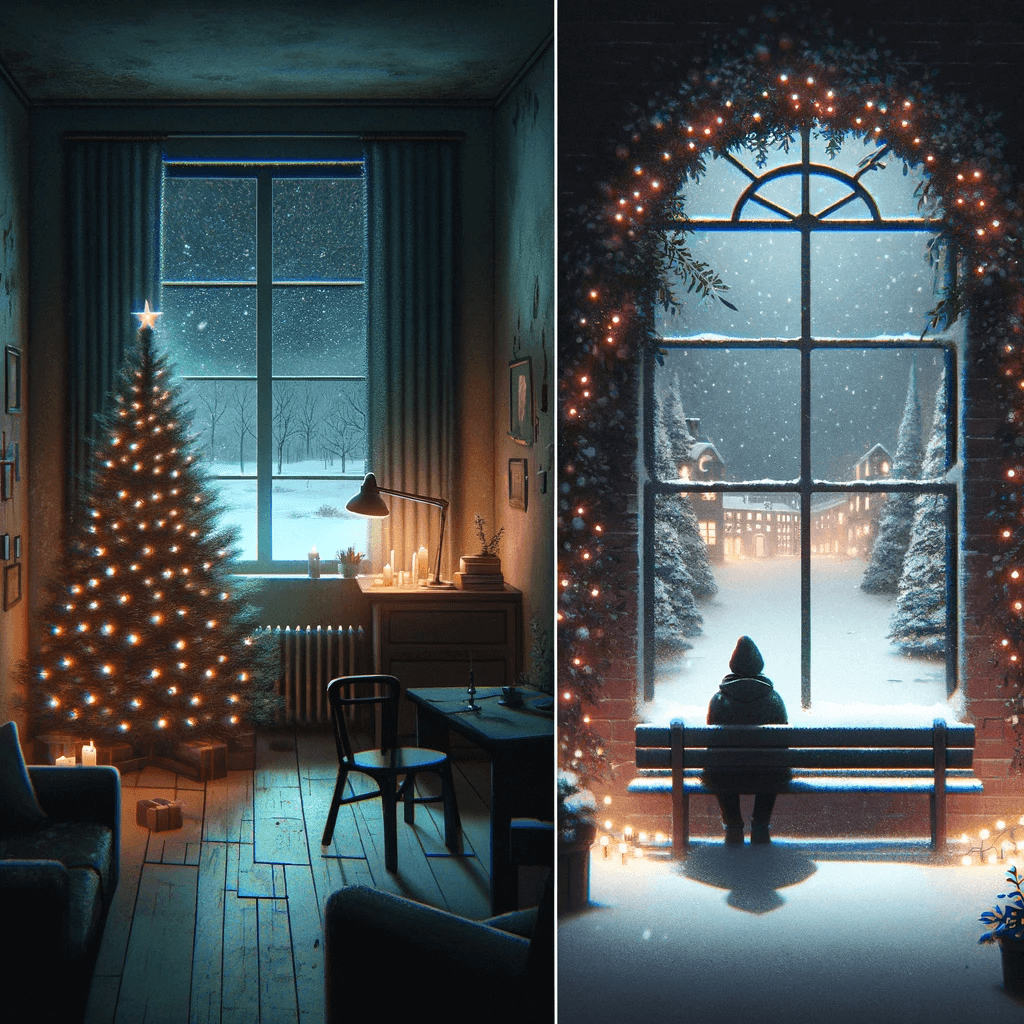 A concept art depicting the theme of holiday blues 